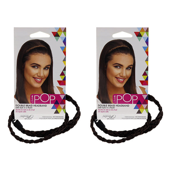 Hairdo Pop Double Braid Headband - R6 Dark Chocolate by Hairdo for Women - 1 Pc Hair Band - Pack of 2