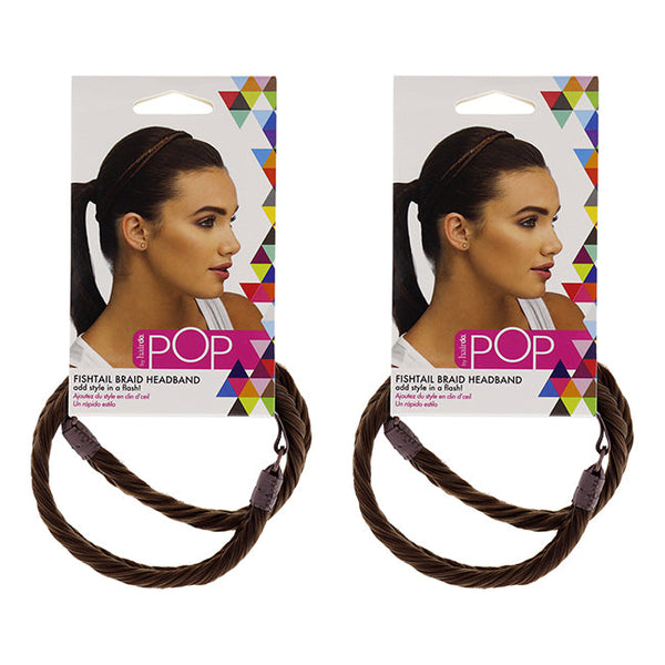 Hairdo Pop Fishtail Braid Headband - R10 Chestnut by Hairdo for Women - 1 Pc Hair Band - Pack of 2