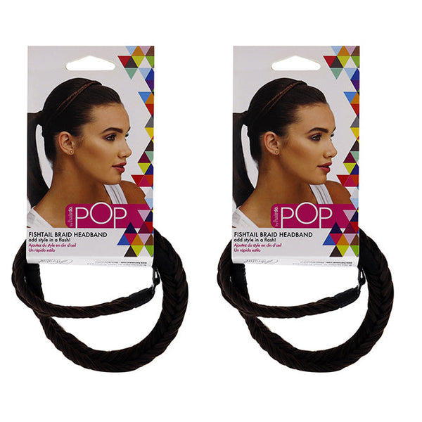 Hairdo Pop Fishtail Braid Headband - R6 Dark Chocolate by Hairdo for Women - 1 Pc Hair Band - Pack of 2