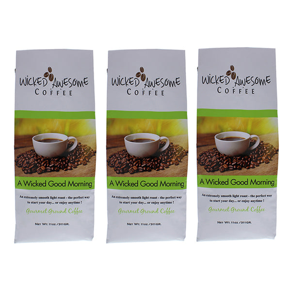 A Wicked Good Morning Ground Coffee by Bostons Best for Unisex - 11 oz Coffee - Pack of 3