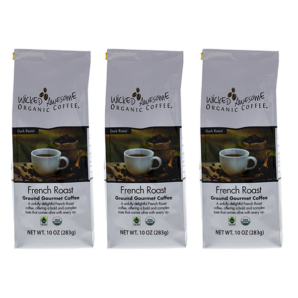 Bostons Best Wicked Awesome Organic French Roast Ground Gourmet Coffee by Bostons Best for Unisex - 10 oz Coffee - Pack of 3