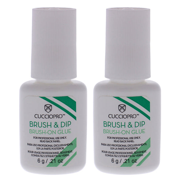 Cuccio Pro Brush and Dip Brush-On Glue by Cuccio Pro for Women - 0.21 oz Nail Glue - Pack of 2