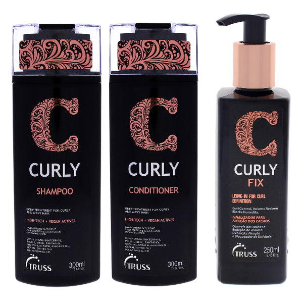Truss Curly Shampoo and Conditioner and Fix Cream Kit by Truss for Unisex - 3 Pc Kit 10.14 oz Shampoo, 10.14 oz Conditioner, 8.45 oz Fix Leave-In Cream