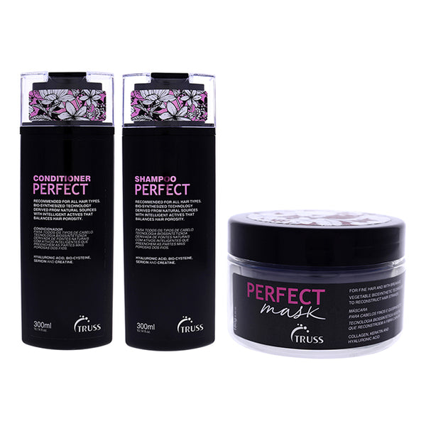 Truss Perfect Shampoo and Conditioner and Mask Kit by Truss for Unisex - 3 Pc Kit 10.14 oz Shampoo, 10.14 oz Conditioner, 6.35 oz Masque