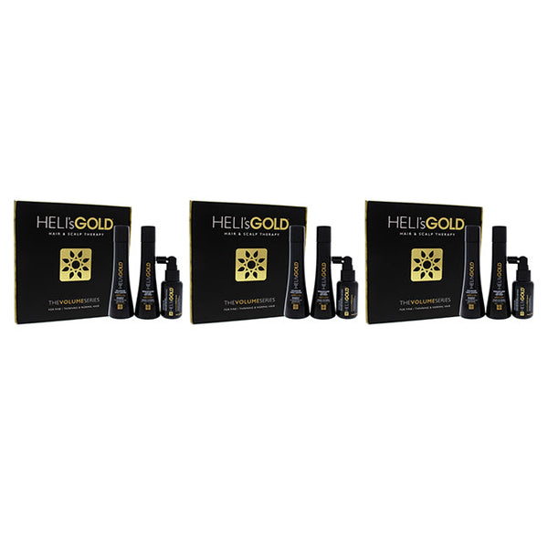 Helis Gold Volume Series Travel Kit by Helis Gold for Unisex - 3 Pc 3.3oz Weightless Conditioner, 3.3oz Volumize Shampoo, 1.7oz Antidote Scalp and Hair Revitalizer - Pack of 3