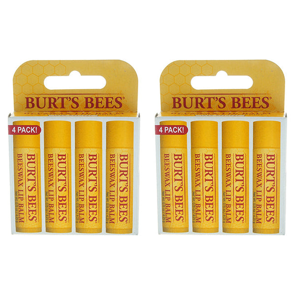 Burts Bees Beeswax Lip Balm Pack by Burts Bees for Unisex - 4 x 0.15 oz Lip Balm - Pack of 2