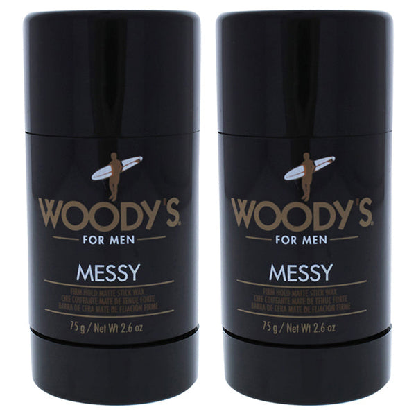 Woodys Messy Firm Hold Matte Stick Wax by Woodys for Men - 2.6 oz Deodorant Stick - Pack of 2