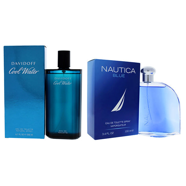 Various Designers Cool Water and Nautica Blue Kit by Various Designers for Men - 2 Pc Kit 6.7oz EDT Spray, 3.4 oz EDT Spray