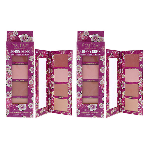 Pacifica Cherry Bomb Cherry Cheek Powders by Pacifica for Women - 0.5 oz Blush - Pack of 2