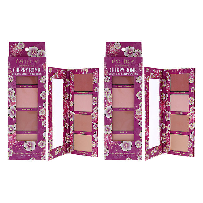 Pacifica Cherry Bomb Cherry Cheek Powders by Pacifica for Women - 0.5 oz Blush - Pack of 2