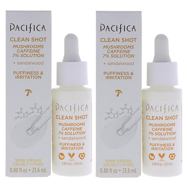 Pacifica Clean Shot Mushrooms and Caffeine 7 Percent by Pacifica for Unisex - 0.80 oz Serum - Pack of 2