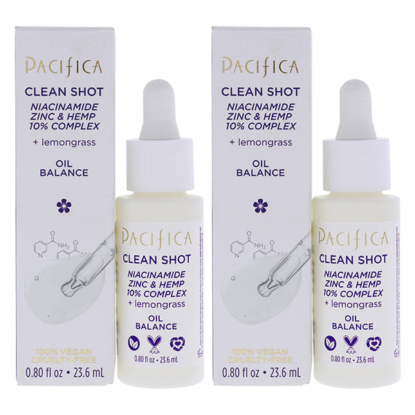 Pacifica Clean Shot Niacinamide Zinc and Hemp 10 Percent Complex by Pacifica for Unisex - 0.8 oz Serum - Pack of 2