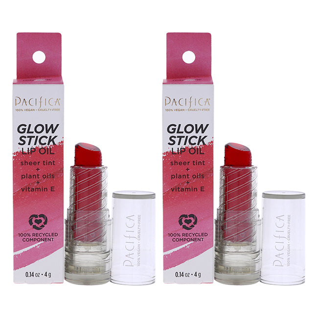 Pacifica Glow Stick Lip Oil - Rosy Glow by Pacifica for Women - 0.14 oz Lip Oil - Pack of 2
