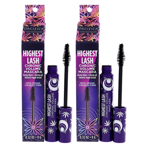 Pacifica Highest Lash Chronic Volume Mascara - Ultra Black by Pacifica for Women - 0.32 oz Mascara - Pack of 2