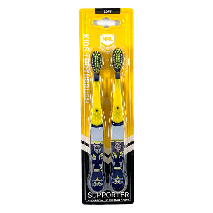 Nrl Mascot Kids Toothbrush - North Queensland Cowboys 2 Pack