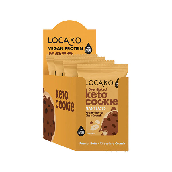 Locako Vegan Protein Keto Cookie Peanut Butter Chocolate Crunch 60g x 12 Display