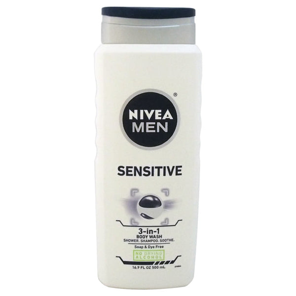 Nivea Sensitive 3-in-1 Body Wash by Nivea for Men - 16.9 oz Body Wash