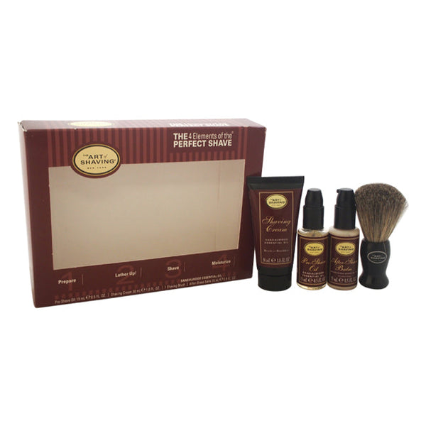 The Art of Shaving The 4 Elements of The Perfect Shave Starter Kit - Sandalwood by The Art of Shaving for Men - 4 Pc Kit 0.5oz Pre-Shave Oil, 1.0oz Shaving Cream, 0.5oz After-Shave Balm, Shaving Brush