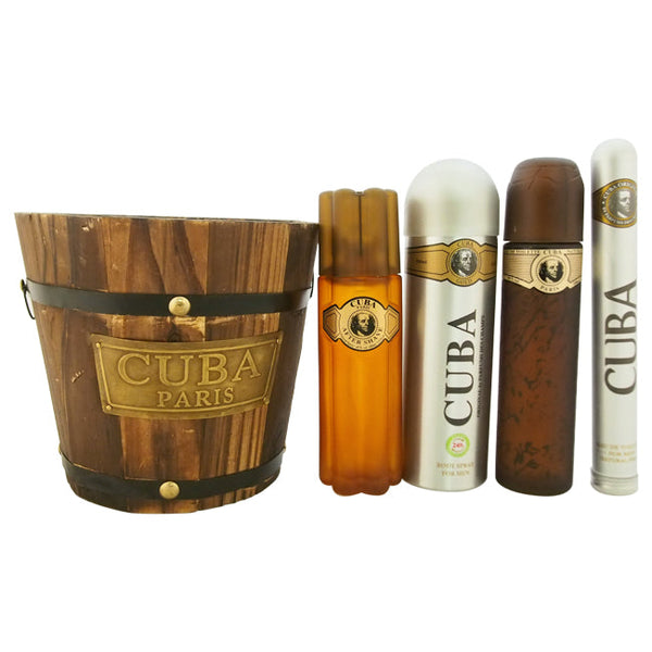 Cuba Cuba Gold by Cuba for Men - 5 Pc Gift Set 3.4oz EDT Spray, 6.7oz Deodorant Spray, 3.3oz After Shave, 1.17oz EDT Spray with bucket