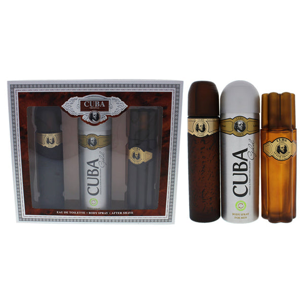 Cuba Cuba Gold by Cuba for Men - 3 Pc Gift Set 3.3oz EDT Spray, 6.7oz Deodorant Body Spray, 3.3oz After Shave