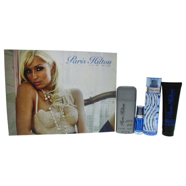 Paris Hilton Paris Hilton by Paris Hilton for Men - 4 Pc Gift Set 3.4oz EDT Spray, 3oz Hair and Body Wash, 2.75oz Alcohol Free Deodorant Stick, 0.25oz EDT Spray