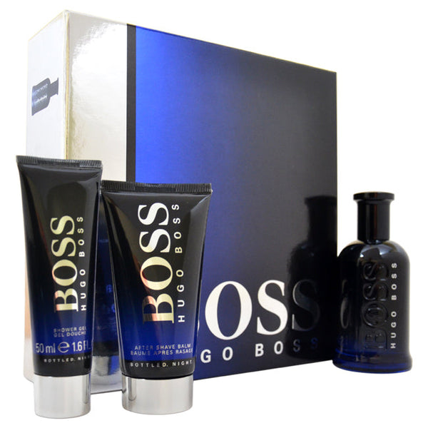 Hugo Boss Boss Bottled Night by Hugo Boss for Men - 3 Pc Gift Set 3.3oz EDT Spray, 2.5oz After Shave Balm, 1.6oz Perfumed Shower Gel