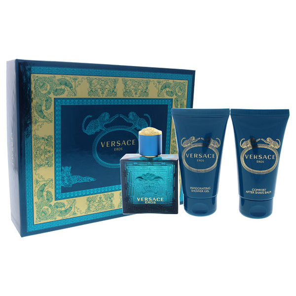 Versace Versace Eros by Versace for Men - 3 Pc Gift Set 1.7 oz EDT Spray, 1.7 oz Comfort After Shave Balm, 1.7 oz Invigorating Shower Gel