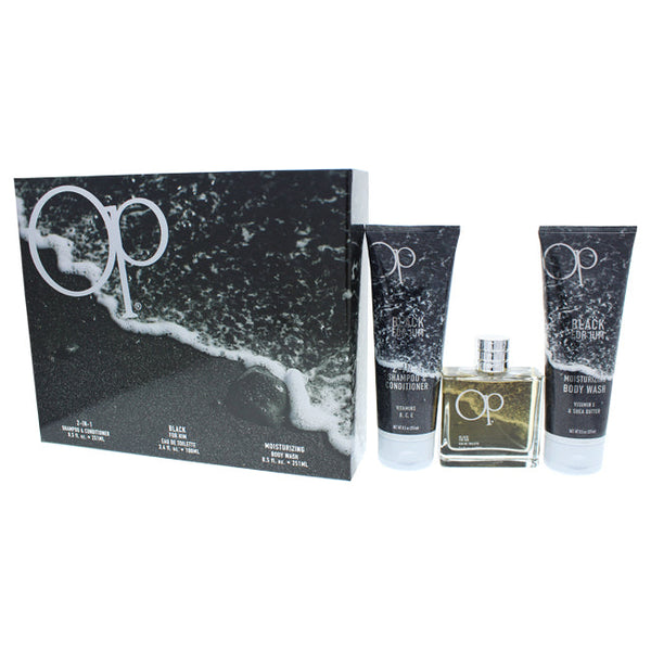 Ocean Pacific Op Black by Ocean Pacific for Men - 3 Pc Gift Set 3.4oz EDT Spray, 8.5oz 2-in-1 Shampoo & Conditioner, 8.5oz Moisturizing Body Wash