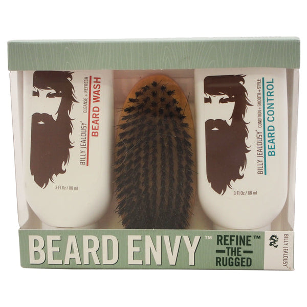 Billy Jealousy Beard Envy Kit by Billy Jealousy for Men - 3 Pc Kit 3oz Beard Wash, 3oz Beard Control, Brush