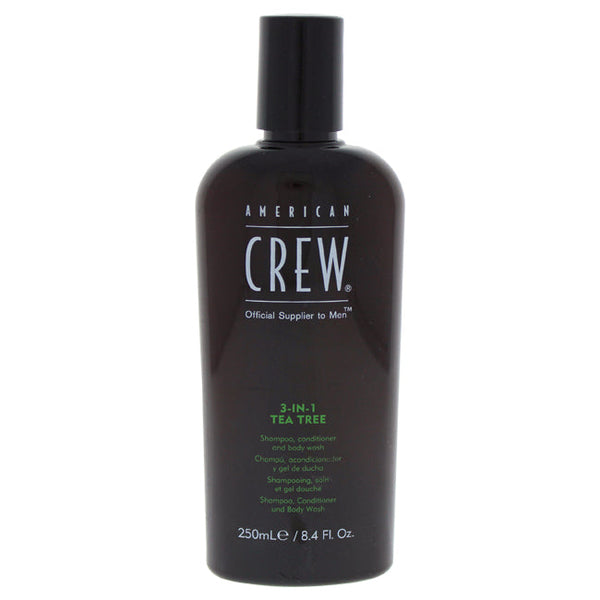 American Crew 3-In-1 Tea Tree Shampoo, Conditioner & Body Wash by American Crew for Men - 8.4 oz Shampoo, Conditioner & Body Wash