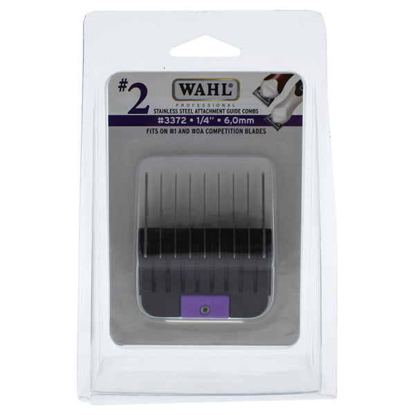 WAHL Professional Stainless Steel Attachment Comb - # 2 For Cuts 1/4 Black by WAHL Professional for Men - 1 Pc Comb