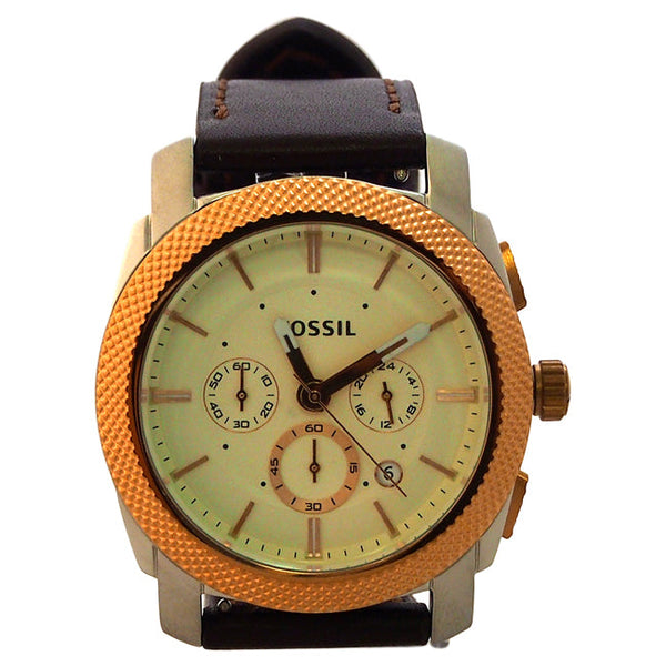 Fossil FS5040P Machine Chronograph Brown Leather Watch by Fossil for Men - 1 Pc Watch