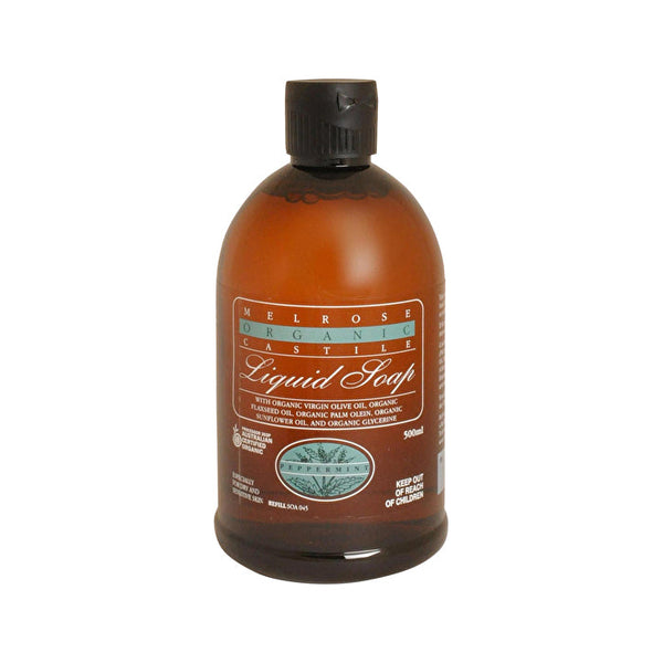 Melrose Organic Castile Liquid Soap Peppermint Refill 500ml