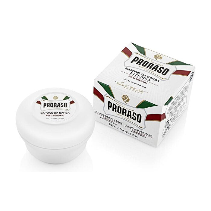 Proraso White Shaving Soap In a Bowl (Sensitive Oatmeal & Green Tea) 150ml/5oz