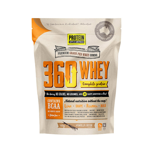 Protein Supplies Australia 360Whey (WPI+WPC Combo) Vanilla Bean 500g