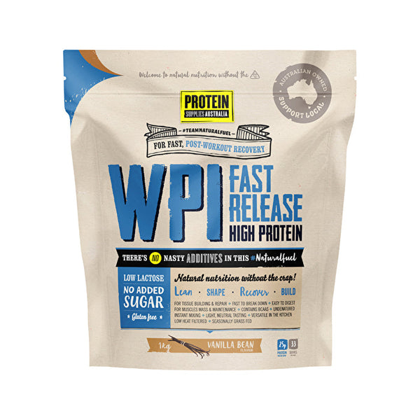 Protein Supplies Australia WPI (Whey Protein Isolate) Vanilla Bean 1kg