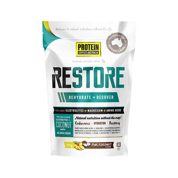 Protein Supplies Australia Restore Hydration Recovery Drink Pine Coconut 200g