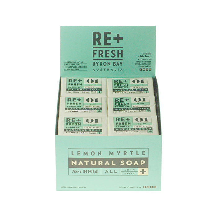 ReFresh Byron Bay Re+Fresh Byron Bay Lemon Myrtle Natural Soap Plain 100g x 24 Display