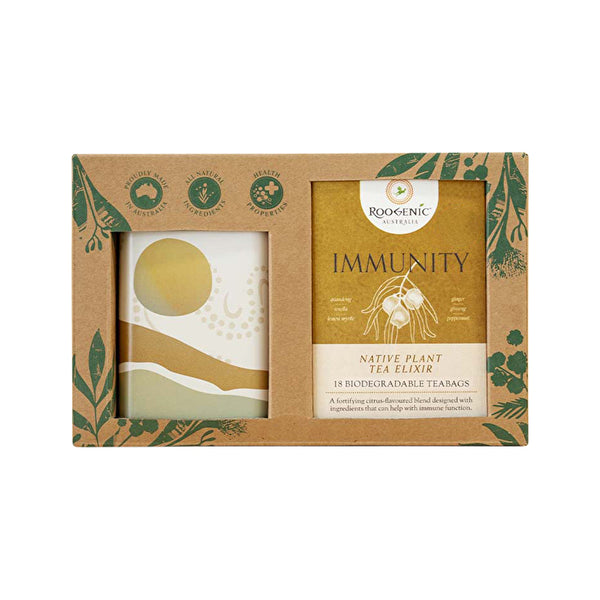 Roogenic Australia Gift Box Immunity (Native Plant Tea Elixir) x 18 Tea Bags with Wellness Tin