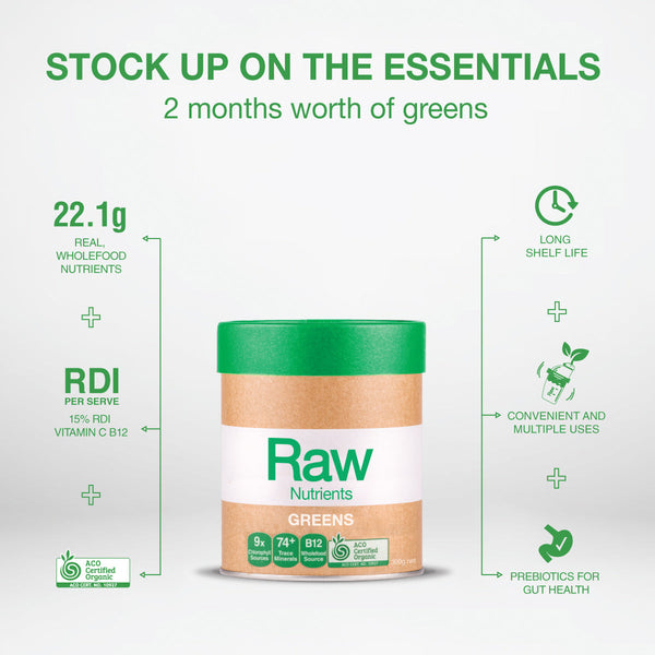 Amazonia Raw Nutrients Greens Mint & Vanilla Flavour 120g