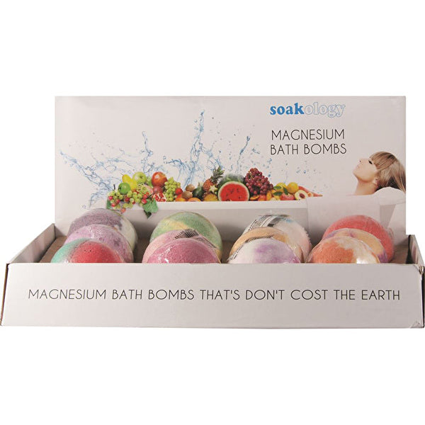 SaltCo Saltco Soakology Magnesium Bath Bomb Mixed 130g x 12 Display