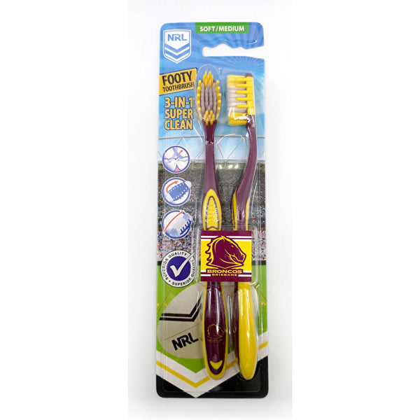Nrl - 2pk- Brisbane Broncos Toothbrushes