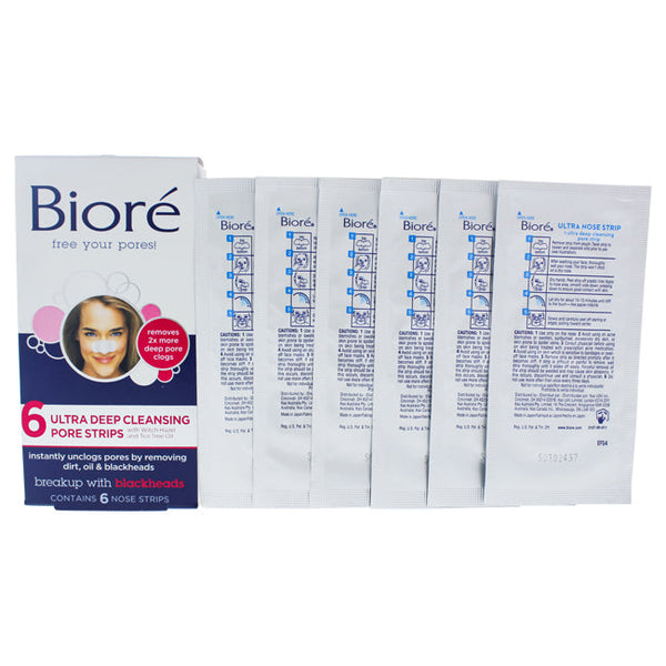 Biore Ultra Deep Cleansing Pore Strips by Biore for Unisex - 6 Pc Pore Strips