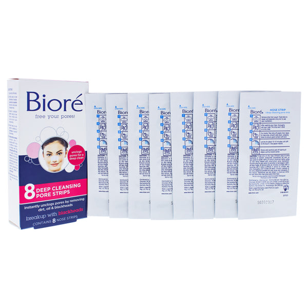 Biore Deep Cleansing Pore Strips by Biore for Unisex - 8 Pc Pore Strips