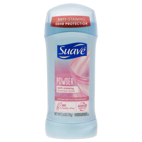 Suave 24 Hour Protection Powder Invisible Solid Anti-Perspirant Deodorant Stick by Suave for Unisex - 2.6 oz Deodorant Stick