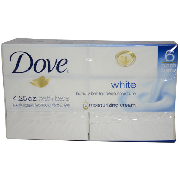 Dove White Moisturizing Cream Beauty Bar by Dove for Unisex - 6 x 4.25 oz Soap