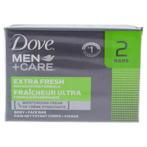 Dove Men + Care Body and Face Bars Extra Fresh by Dove for Unisex - 2 X 4 oz Soap