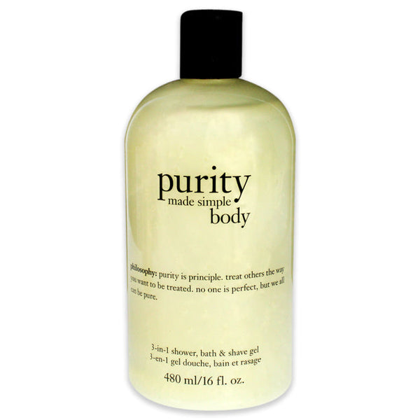 Philosophy Purity Made Simple Body 3-in-1 Shower Bath & Shave Gel by Philosophy for Unisex - 16 oz Shower & Shave Gel