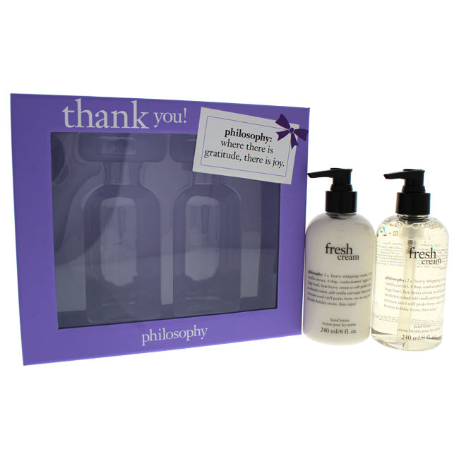 Philosophy Thank You by Philosophy for Unisex - 2 Pc Set 2 x 8oz Fresh Cream Hand Wash & Hand Lotion