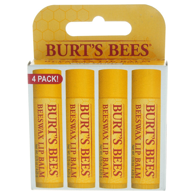 Burts Bees Beeswax Lip Balm Pack by Burts Bees for Unisex - 4 x 0.15 oz Lip Balm